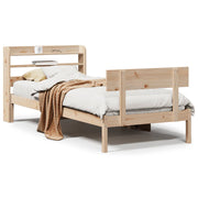 Vetonek Estructura de cama sin colchón madera maciza de pino 90x200 cm