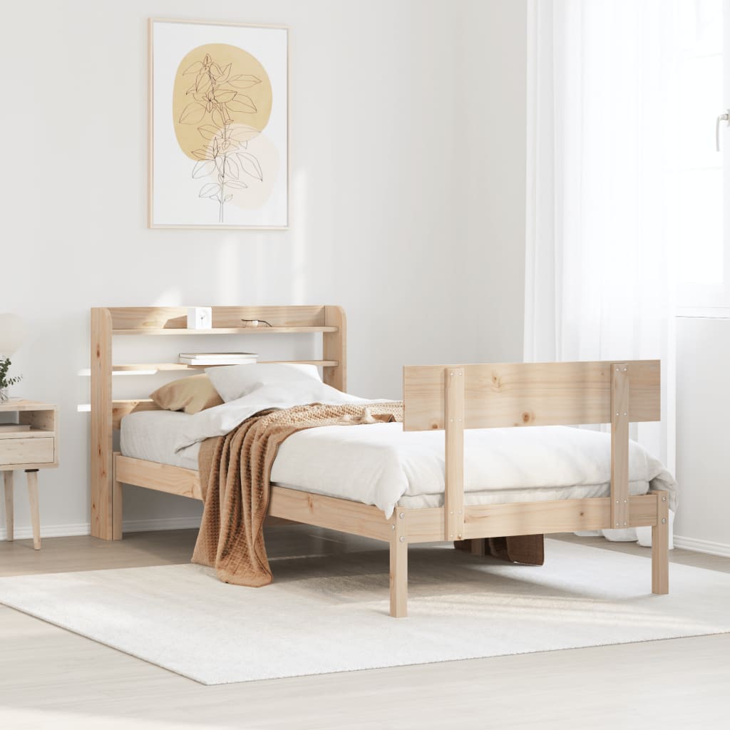 Vetonek Estructura de cama sin colchón madera maciza de pino 100x200 cm