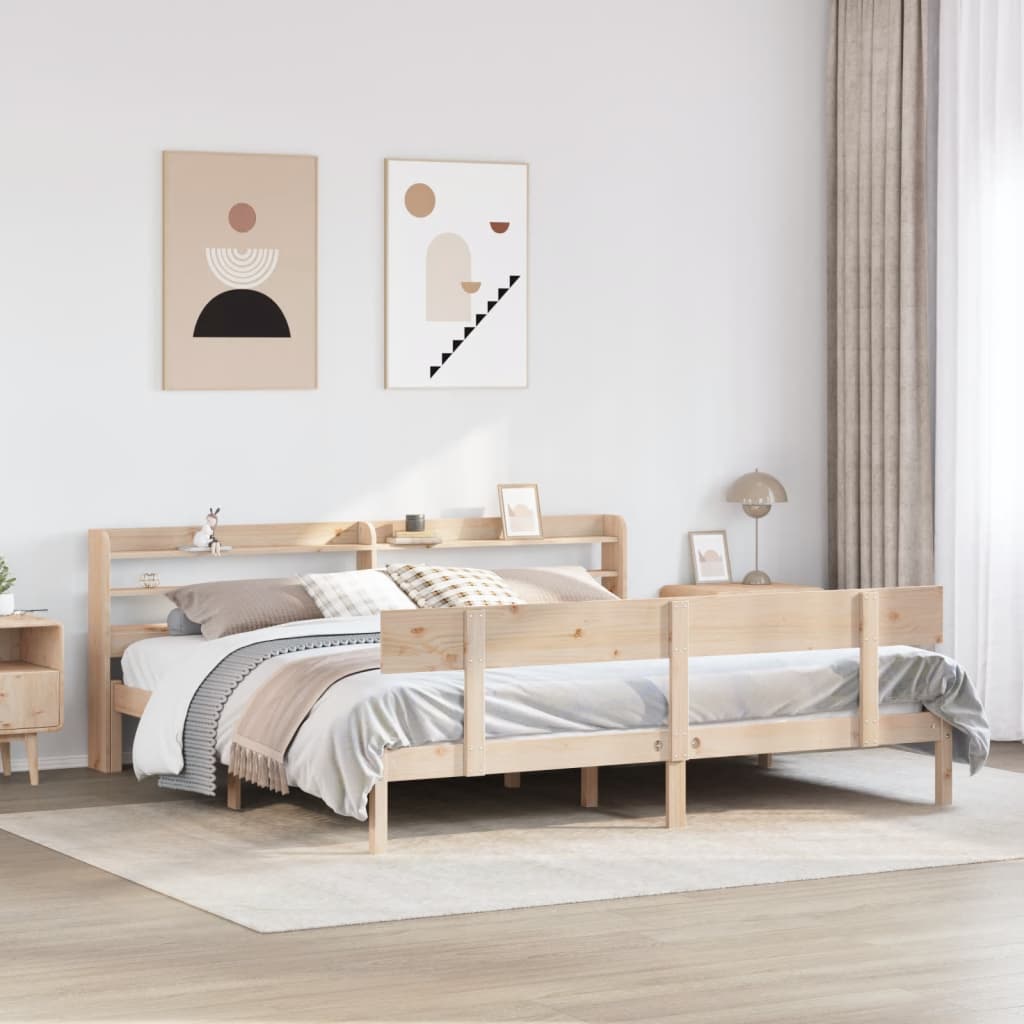 Vetonek Estructura de cama sin colchón madera maciza de pino 180x200 cm