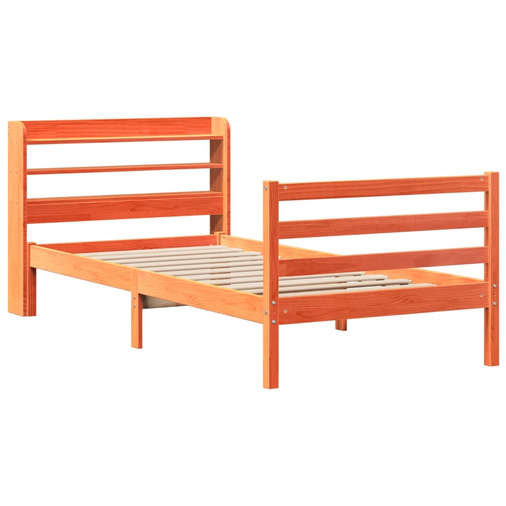 Estructura de cama sin colchón madera maciza marrón 90x190 cm v9125 - Vetonek