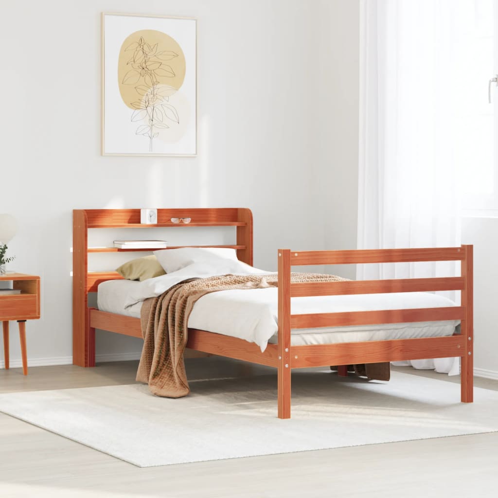 Vetonek Estructura de cama sin colchón madera maciza marrón 90x190 cm