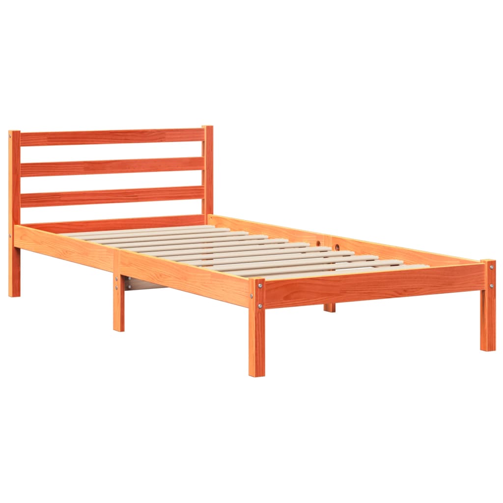 Estructura de cama sin colchón madera maciza marrón 90x190 cm v9125 - Vetonek