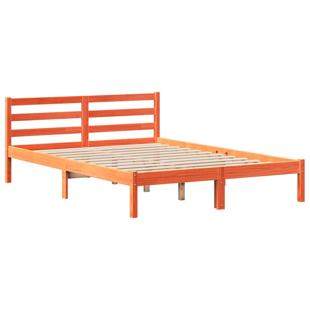 Estructura de cama sin colchón madera maciza marrón 135x190 cm v9149 - Vetonek
