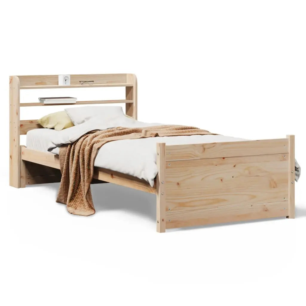 Estructura de cama con cabecero madera maciza pino 90x190 cm V0046 Vetonek