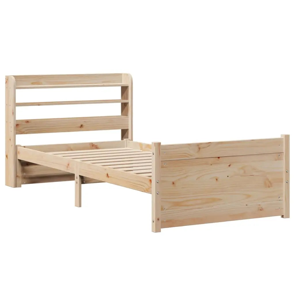 Estructura de cama con cabecero madera maciza pino 90x190 cm V0046 Vetonek