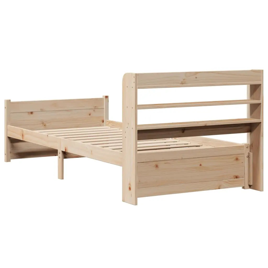 Estructura de cama con cabecero madera maciza pino 90x190 cm V0046 Vetonek