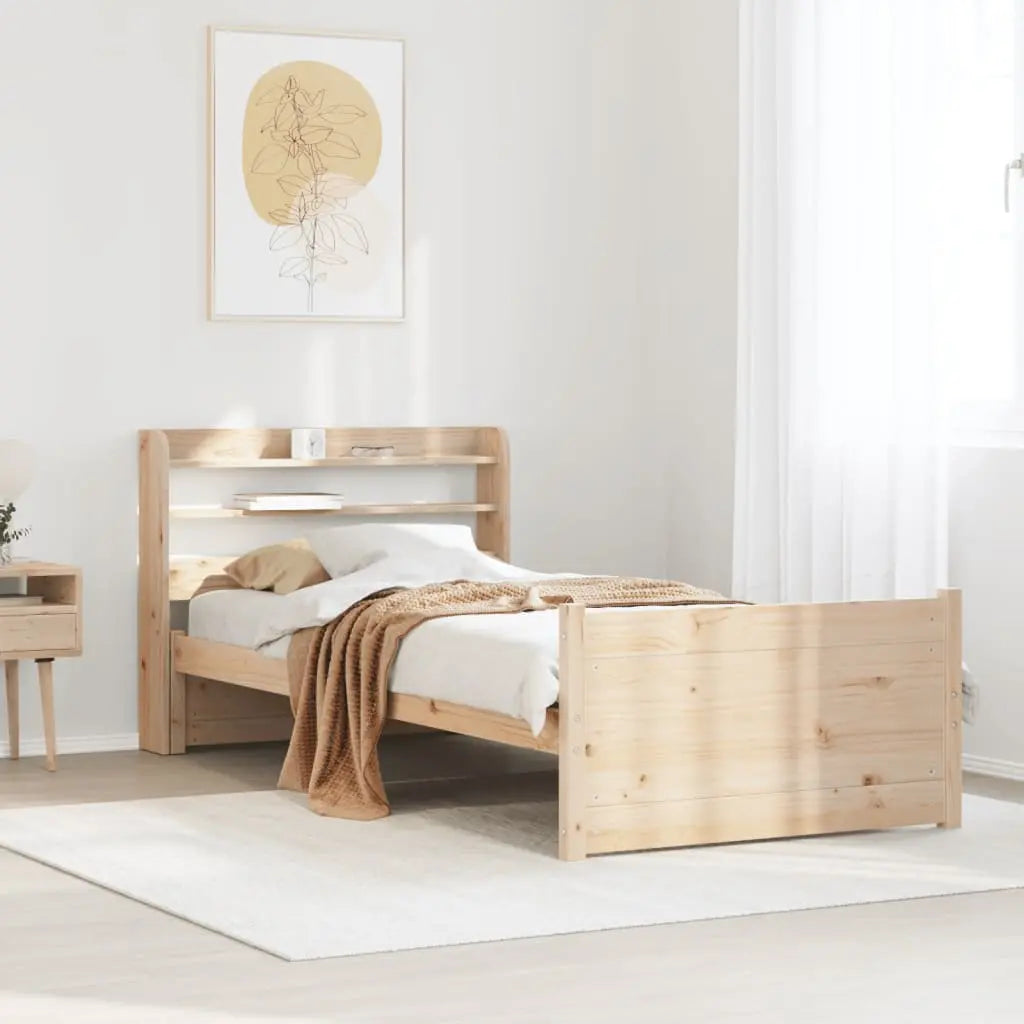 Estructura de cama con cabecero madera maciza pino 90x190 cm V0046 Vetonek