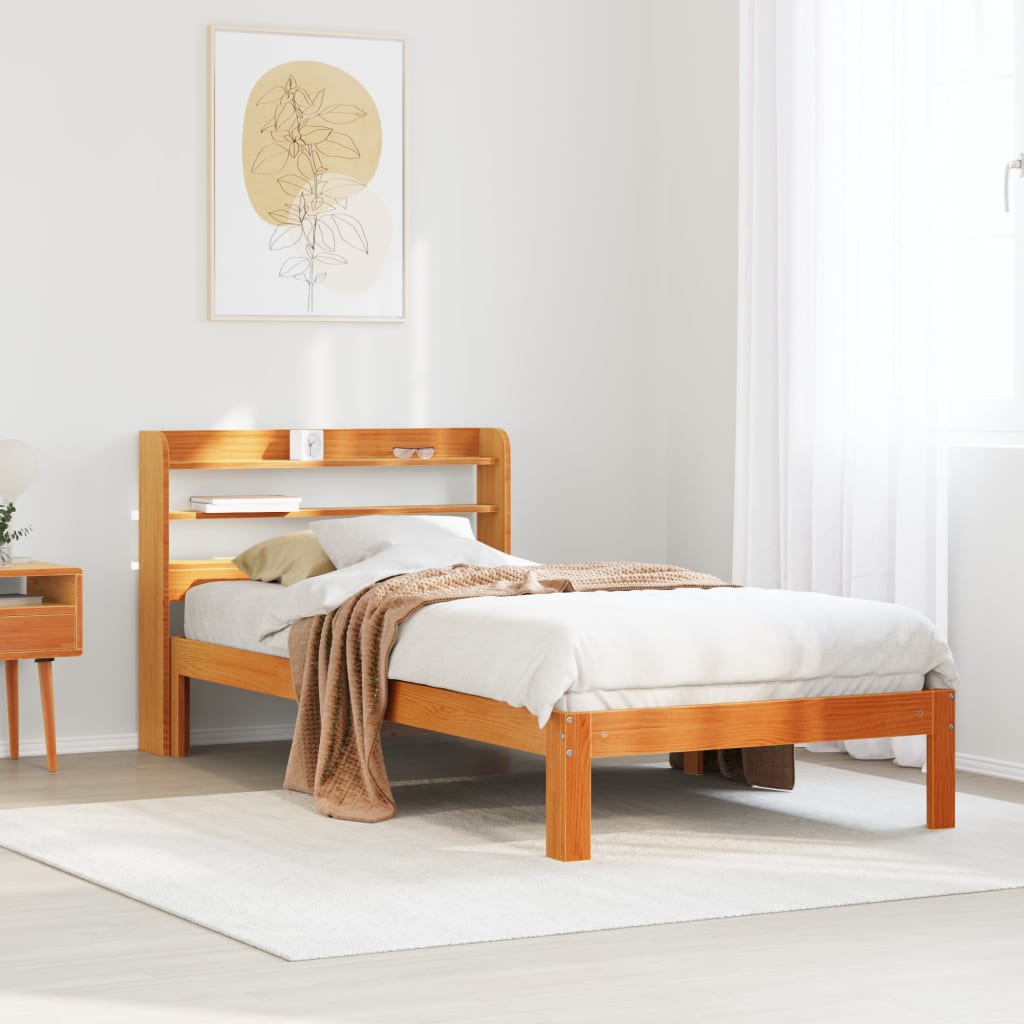 Vetonek Estructura de cama sin colchón madera maciza marrón 90x190 cm