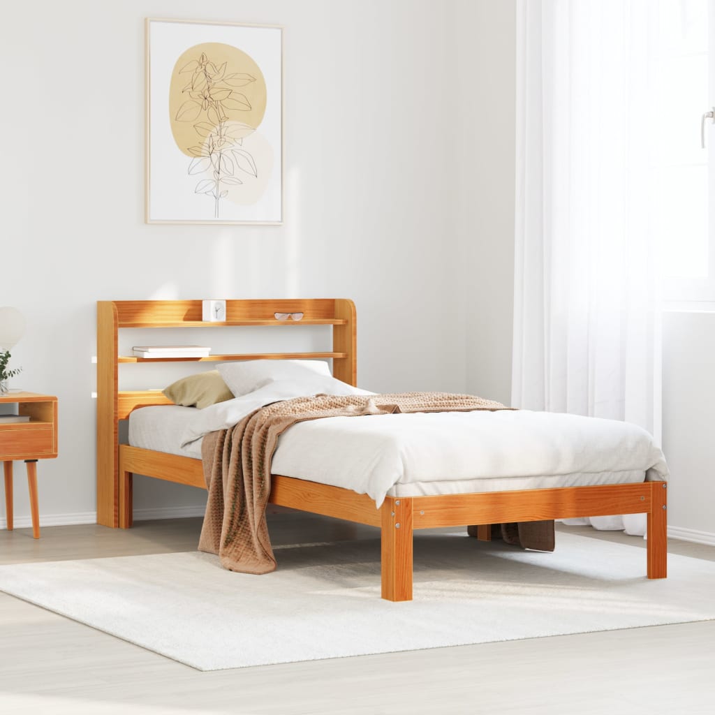 Estructura de cama sin colchón madera maciza marrón 90x190 cm v0558 Vetonek