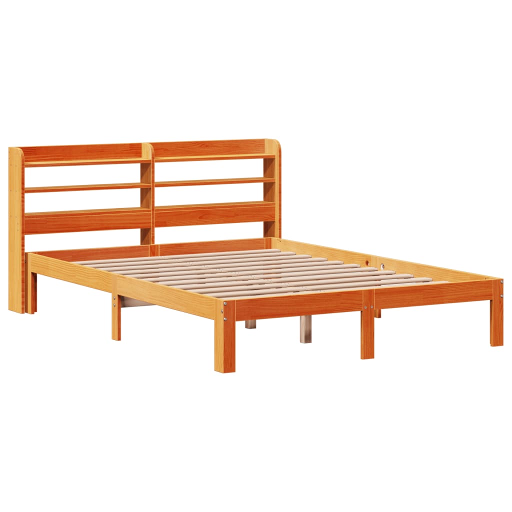 Estructura de cama sin colchón madera maciza marrón 135x190 cm - Vetonek
