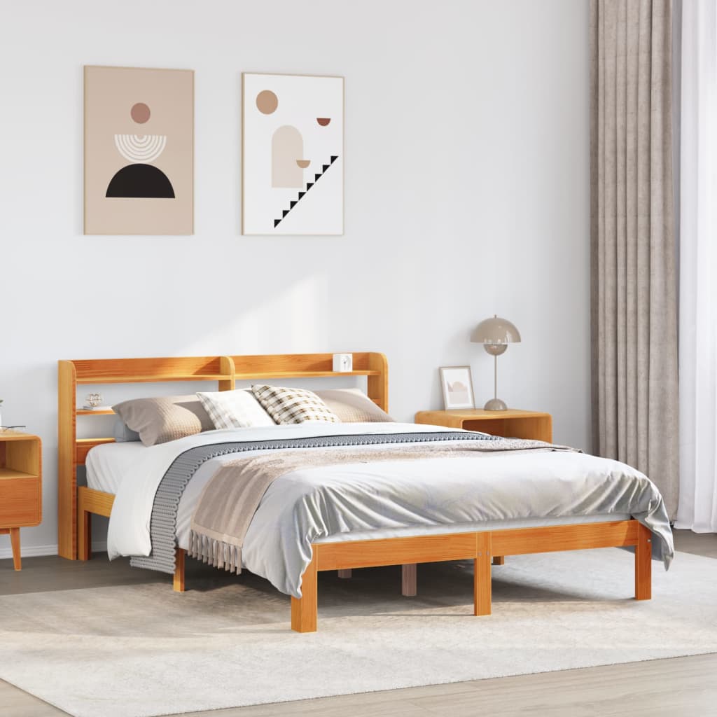 Estructura de cama sin colchón madera maciza marrón 135x190 cm v0572 Vetonek
