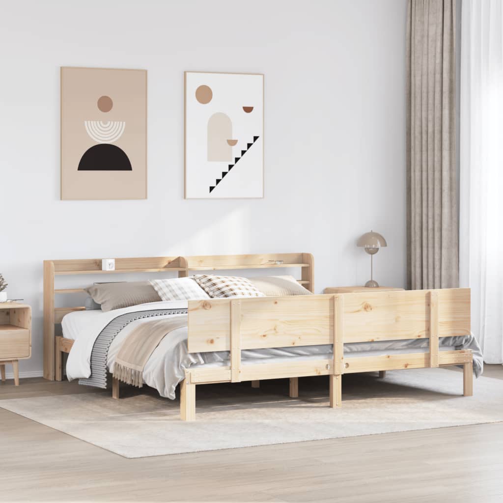 Vetonek Estructura de cama con cabecero madera maciza pino 180x200 cm