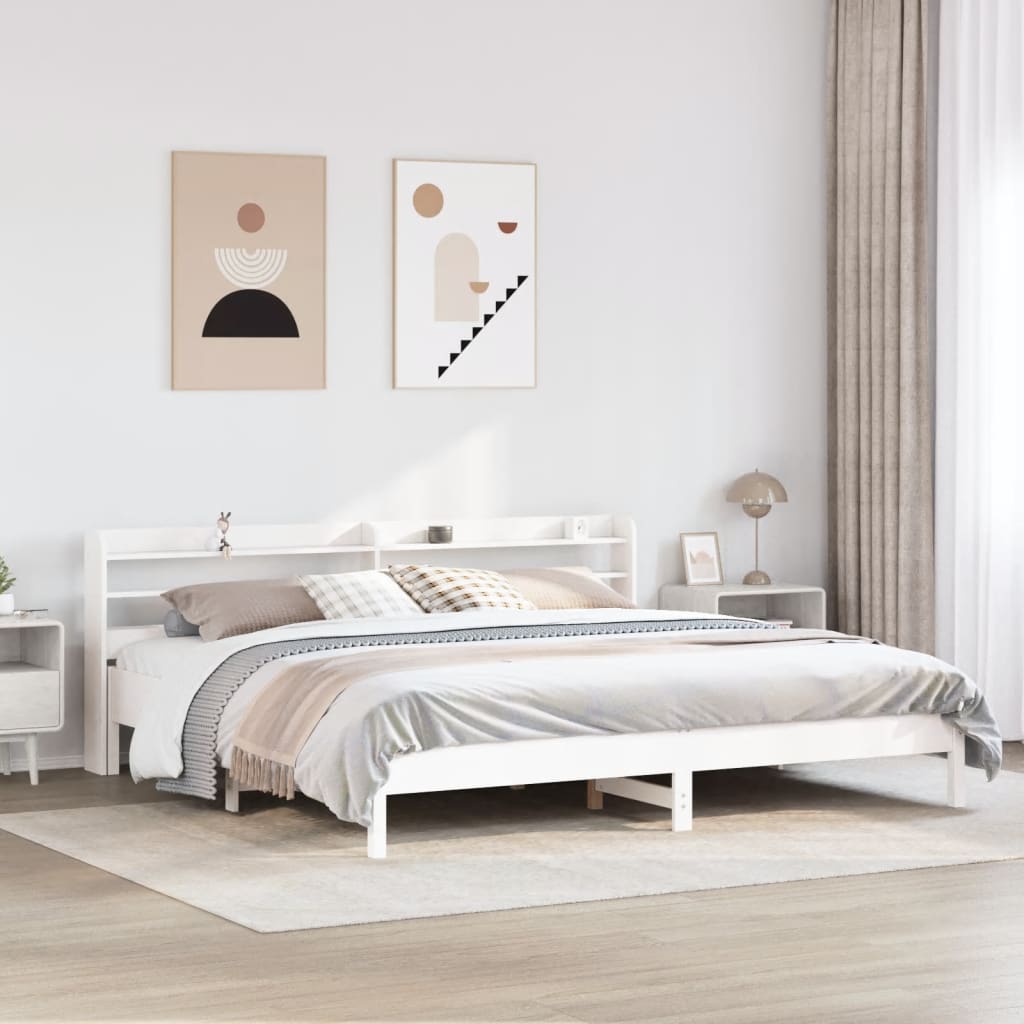 Vetonek Estructura de cama sin colchón madera maciza blanca 200x200 cm