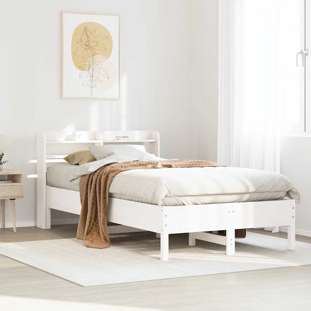 Vetonek Estructura cama sin colchón madera maciza pino blanca 100x200cm