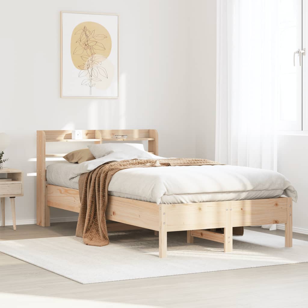 Vetonek Estructura de cama sin colchón madera maciza de pino 90x200 cm