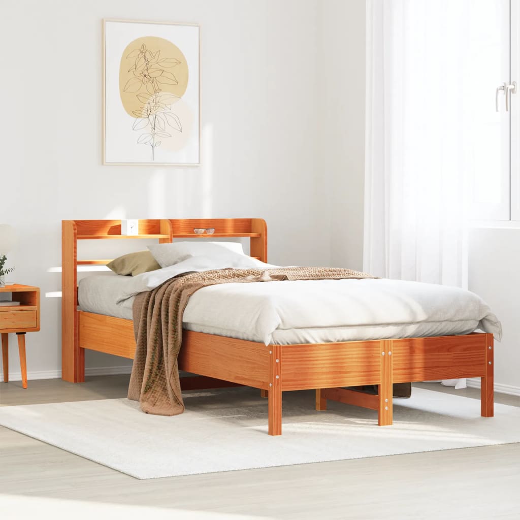 Vetonek Estructura de cama sin colchón madera de pino marrón 90x200 cm