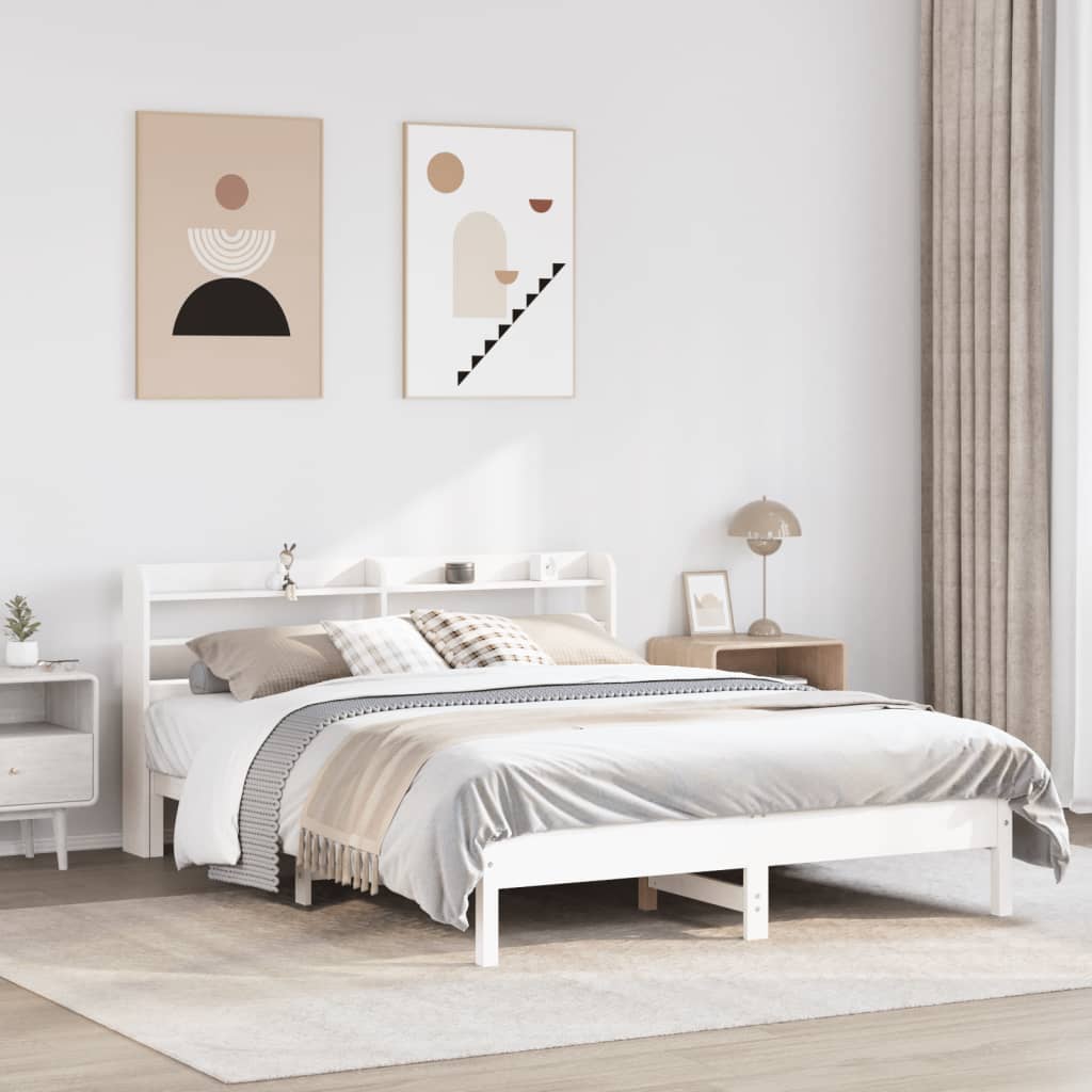 Vetonek Estructura de cama sin colchón madera de pino blanco 135x190 cm