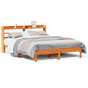 Vetonek Estructura de cama sin colchón madera maciza marrón 135x190 cm