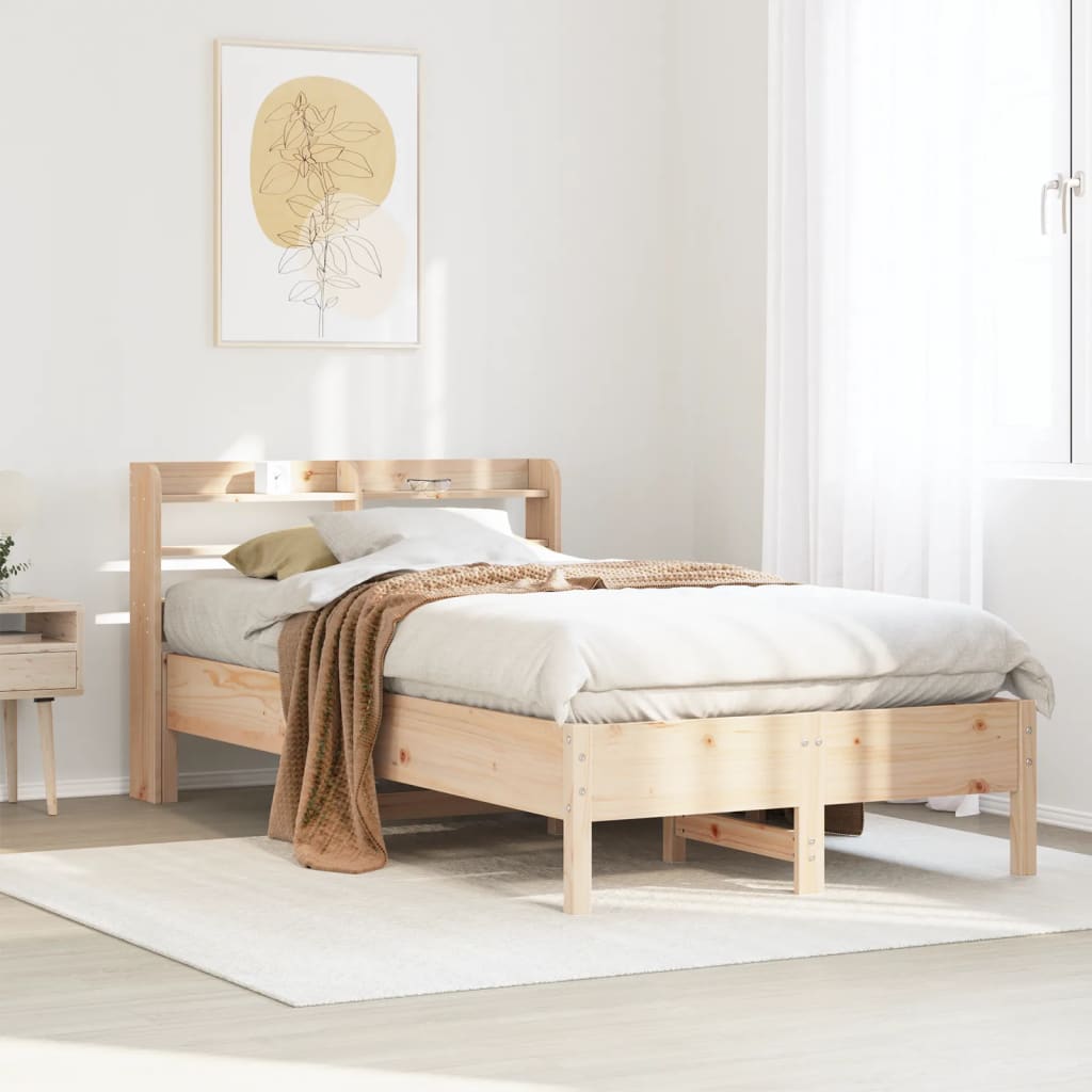 Vetonek Estructura de cama sin colchón madera maciza de pino 120x190 cm