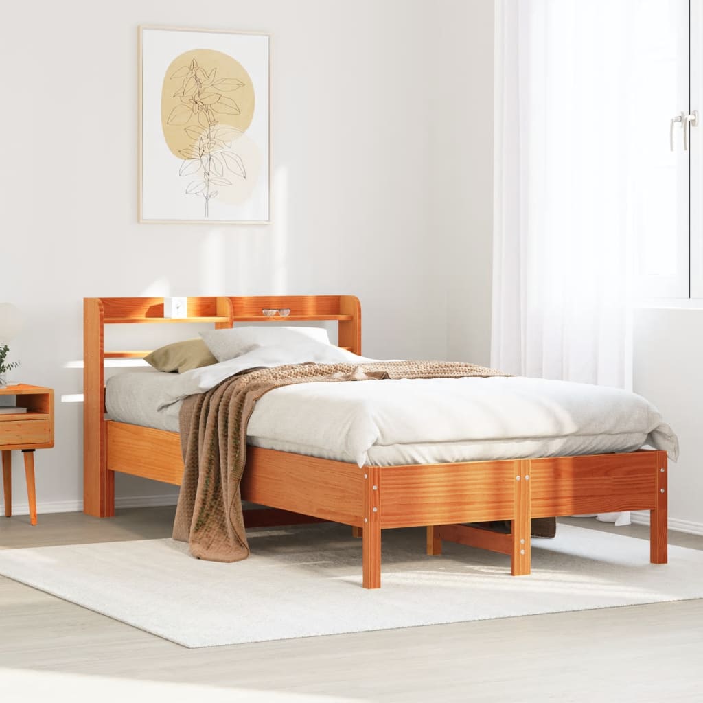 Vetonek Estructura de cama sin colchón madera maciza marrón 90x190 cm