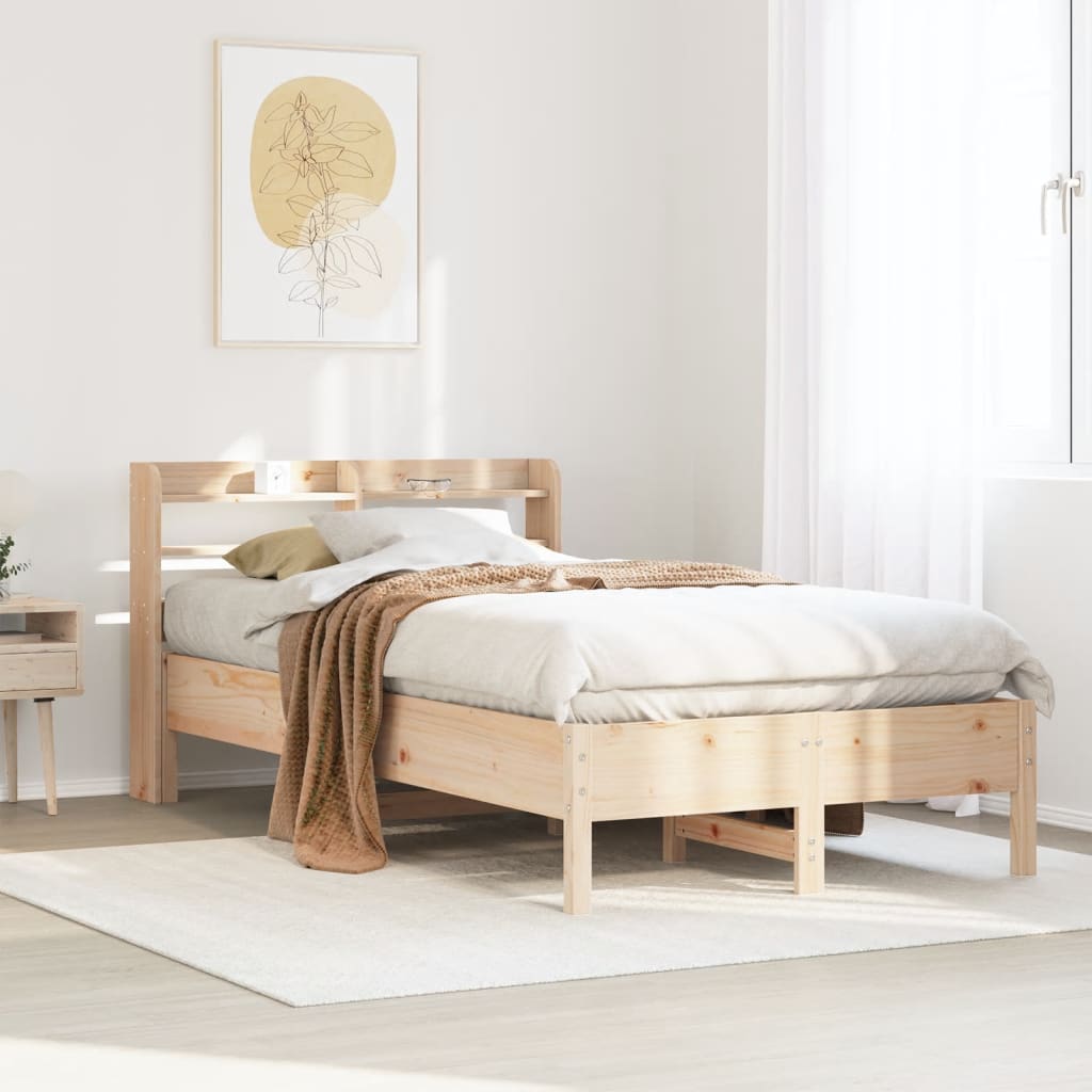 Vetonek Estructura de cama sin colchón madera maciza pino 75x190 cm