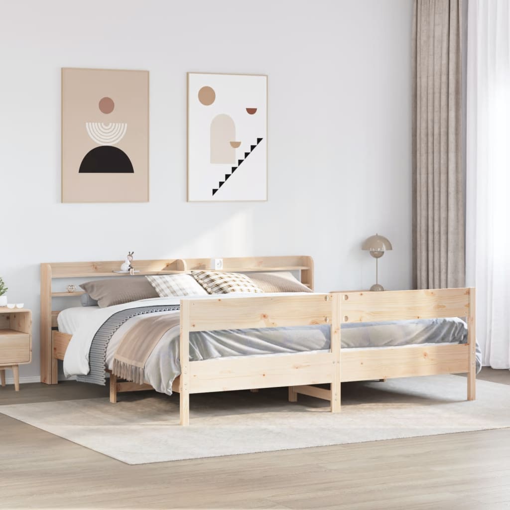 Vetonek Estructura de cama sin colchón madera maciza de pino 200x200 cm