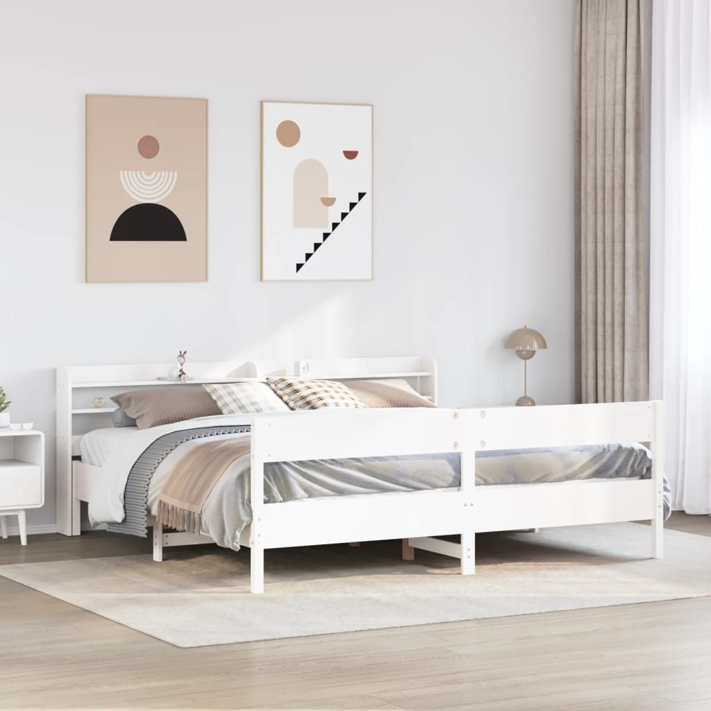 Vetonek Estructura de cama sin colchón madera maciza blanca 200x200 cm