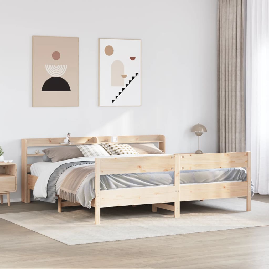 Vetonek Estructura de cama sin colchón madera maciza de pino 180x200 cm