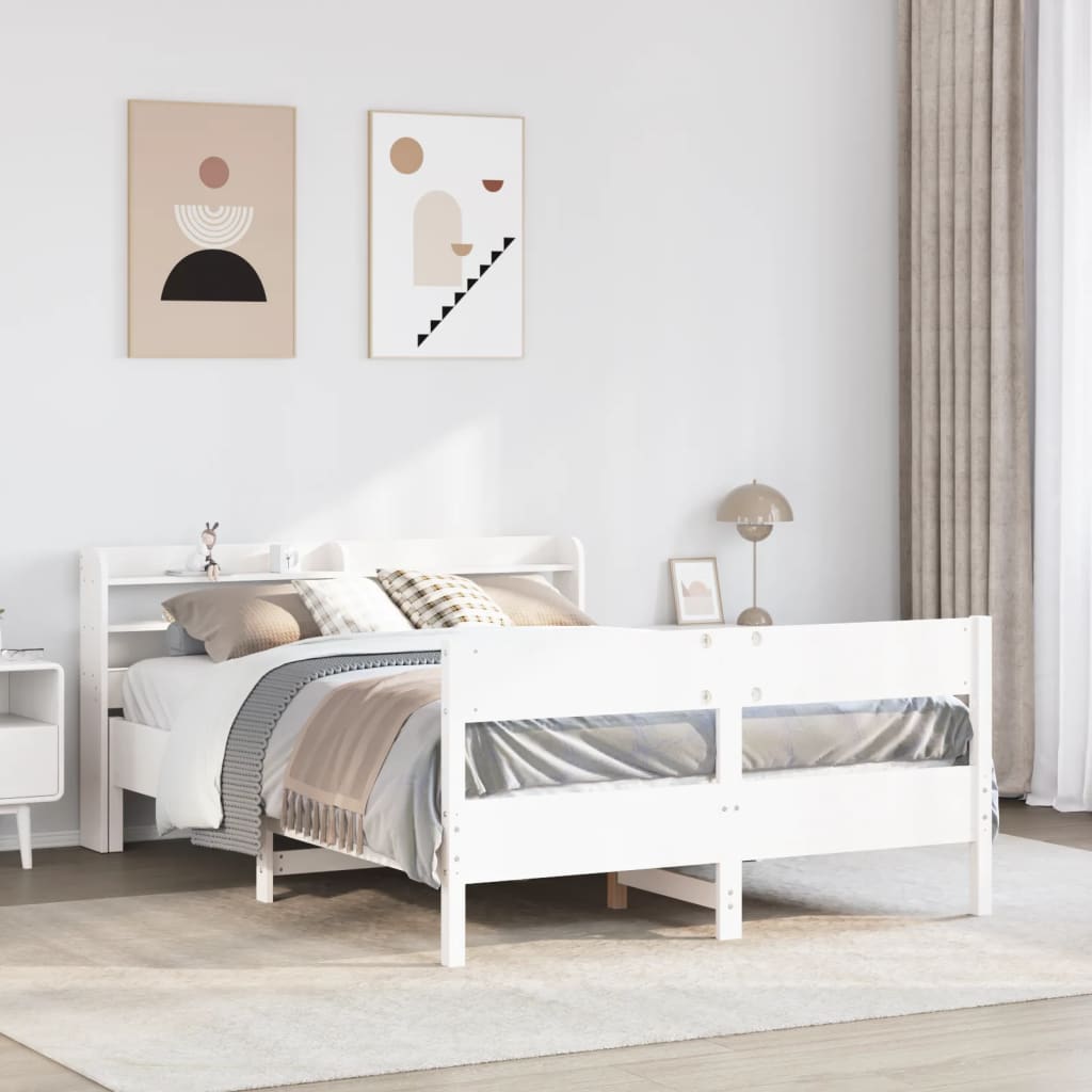 Vetonek Estructura de cama sin colchón madera de pino blanca 150x200 cm