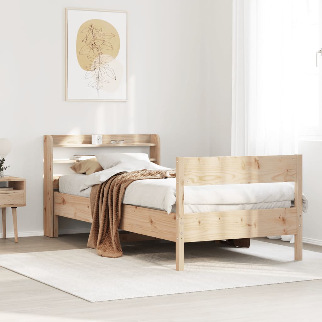 Vetonek Estructura de cama sin colchón madera maciza de pino 100x200 cm