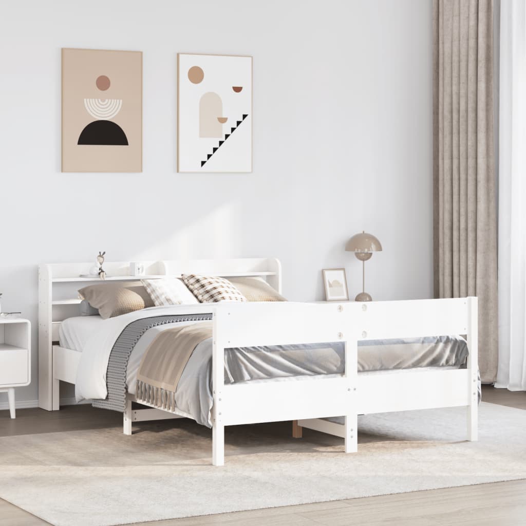 Vetonek Estructura de cama sin colchón madera de pino blanca 140x190 cm