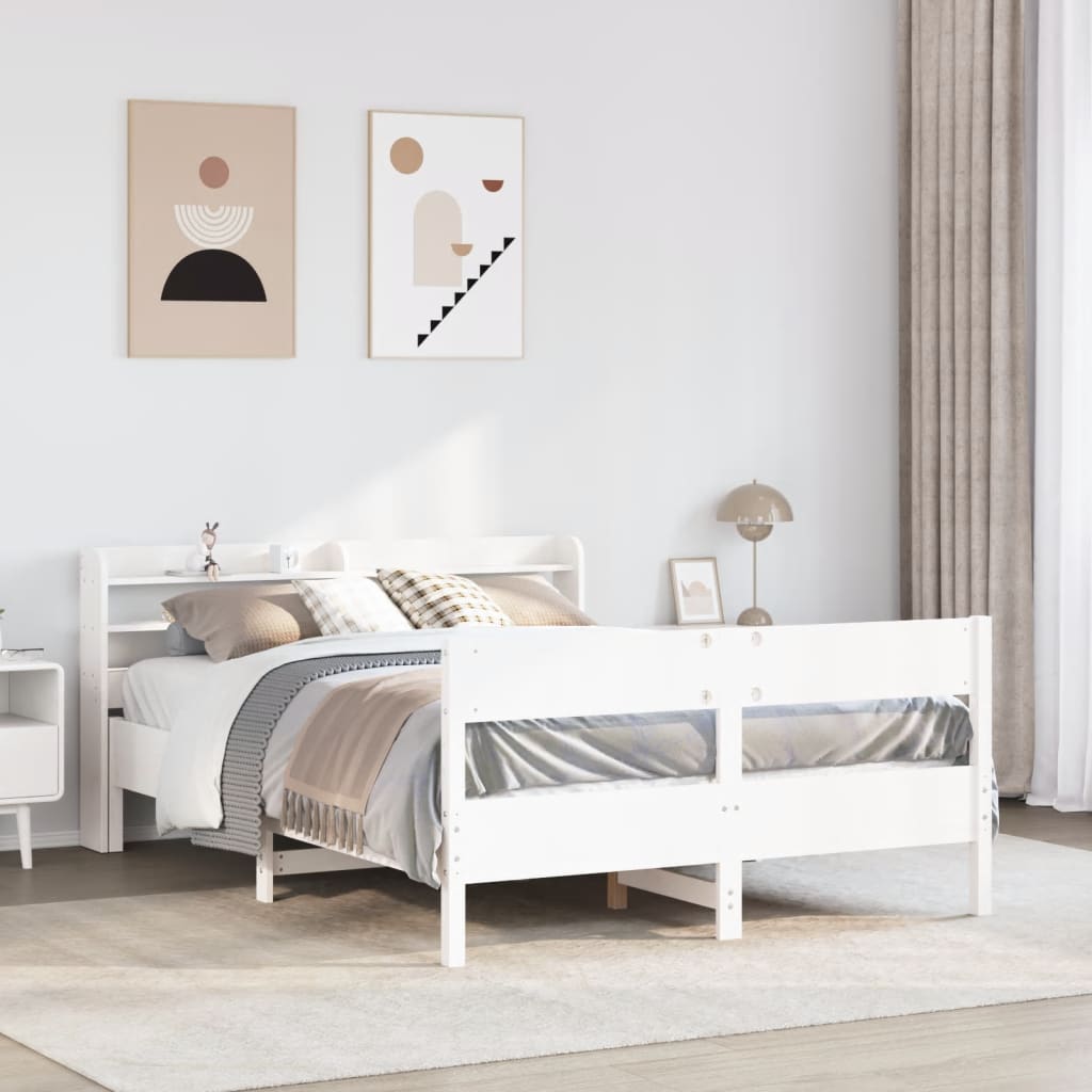 Vetonek Estructura de cama sin colchón madera de pino blanco 135x190 cm