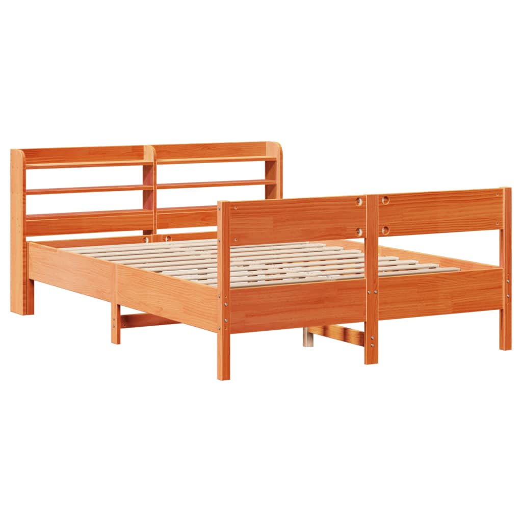Estructura de cama sin colchón madera maciza marrón 135x190 cm v2002 - Vetonek