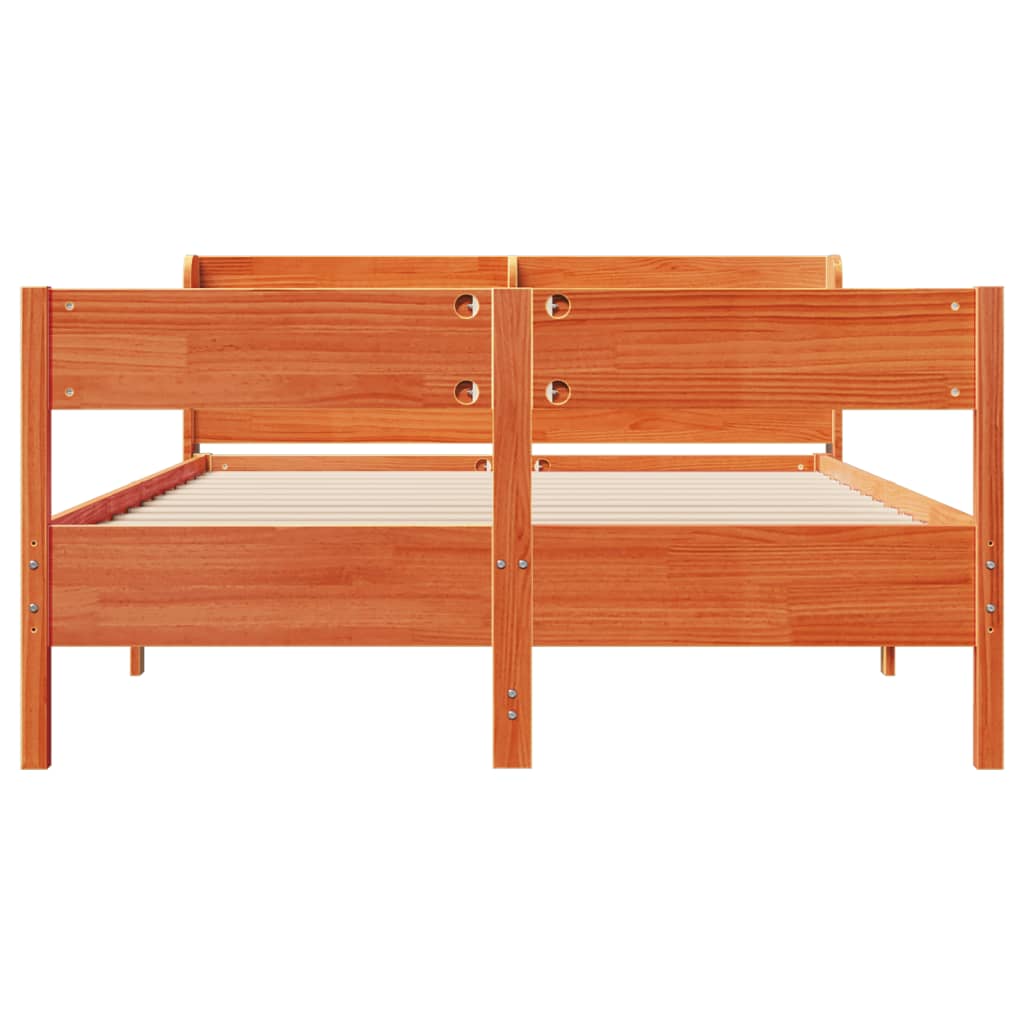 Estructura de cama sin colchón madera maciza marrón 135x190 cm v2002 - Vetonek