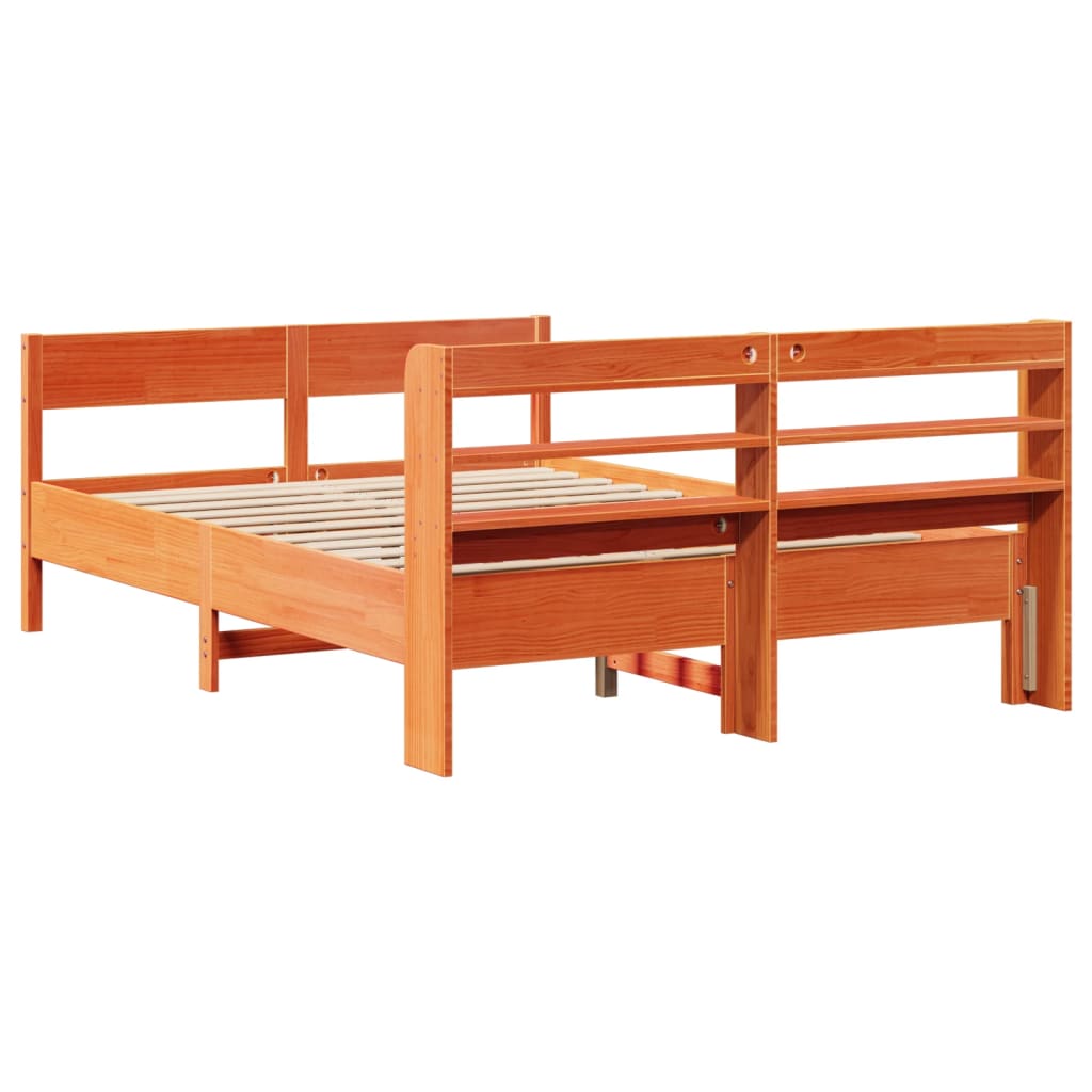 Estructura de cama sin colchón madera maciza marrón 135x190 cm v2002 - Vetonek