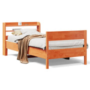 Vetonek Estructura de cama sin colchón madera maciza marrón 75x190 cm