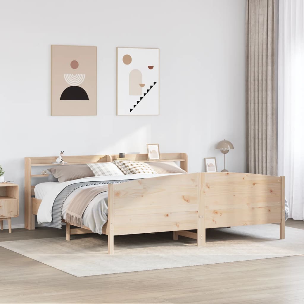 Vetonek Estructura de cama sin colchón madera maciza de pino 180x200 cm