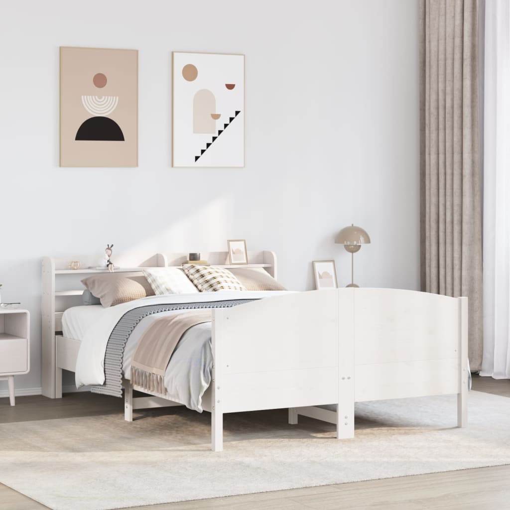 Vetonek Estructura de cama sin colchón madera de pino blanca 140x190 cm