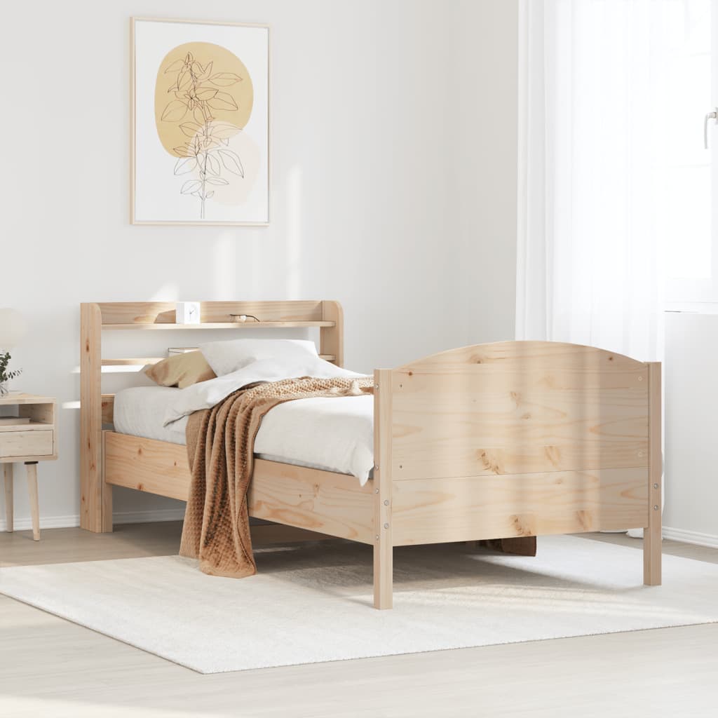 Vetonek Estructura de cama sin colchón madera maciza de pino 90x200 cm