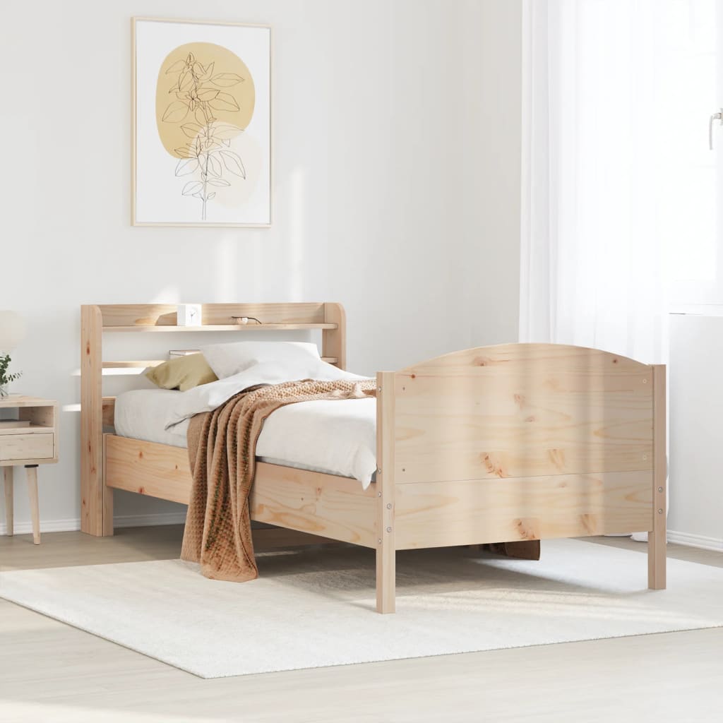 Vetonek Estructura de cama sin colchón madera maciza de pino 90x190 cm