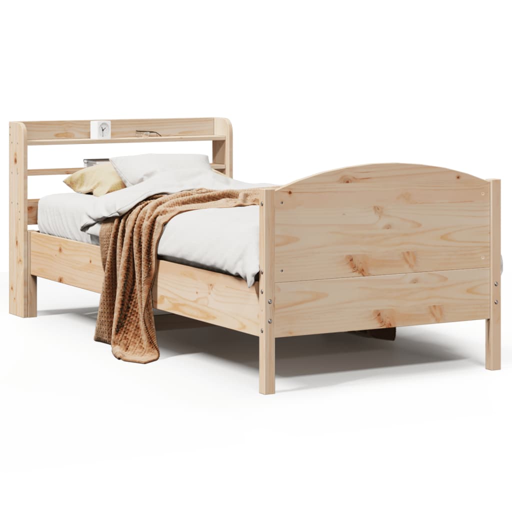 Vetonek Estructura de cama sin colchón madera maciza pino 75x190 cm