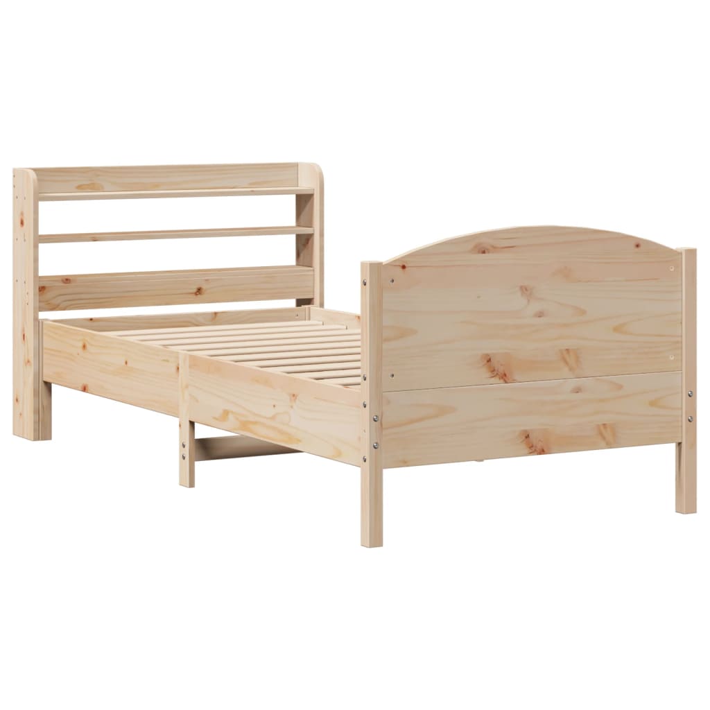 Estructura de cama sin colchón madera maciza pino 75x190 cm - Vetonek