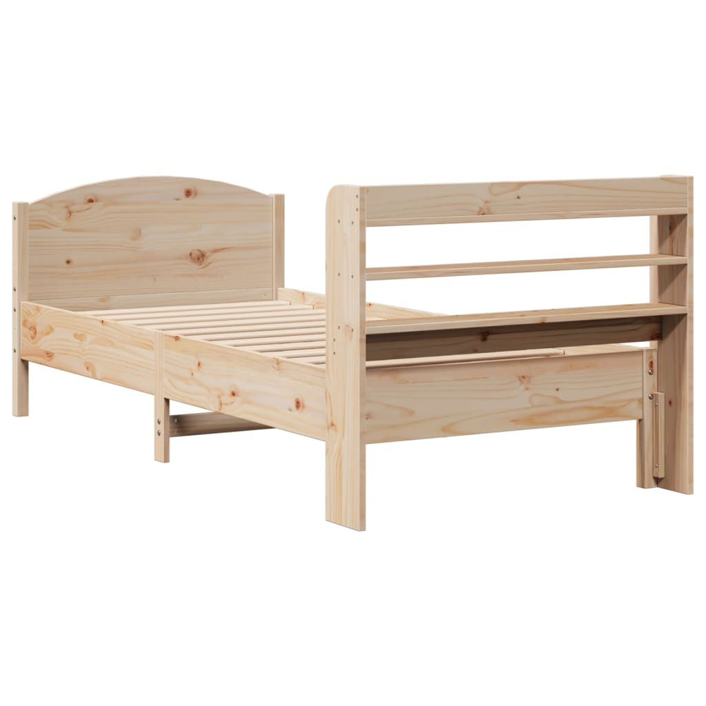 Estructura de cama sin colchón madera maciza pino 75x190 cm - Vetonek