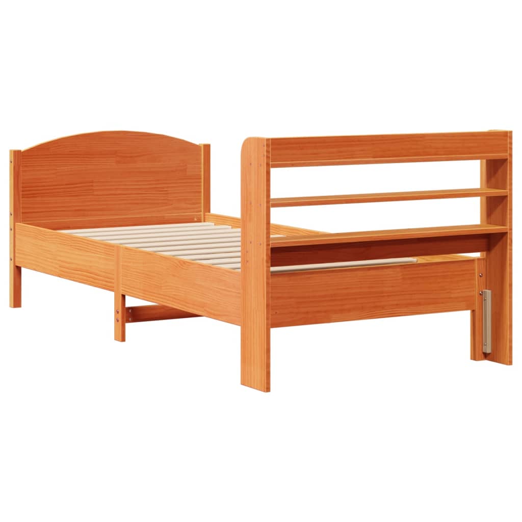 Cadre de lit sans matelas bois massif marron 75x190 cm - Vetonek