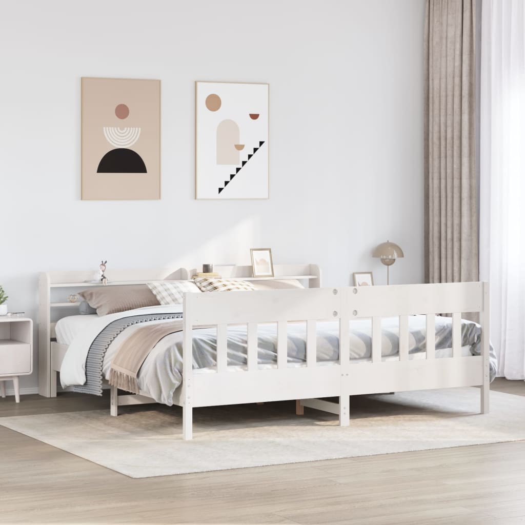 Vetonek Estructura de cama sin colchón madera maciza blanca 200x200 cm