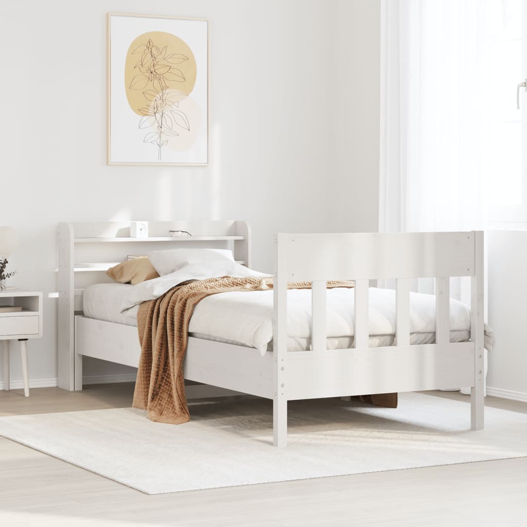 Vetonek Estructura cama sin colchón madera maciza pino blanca 100x200cm