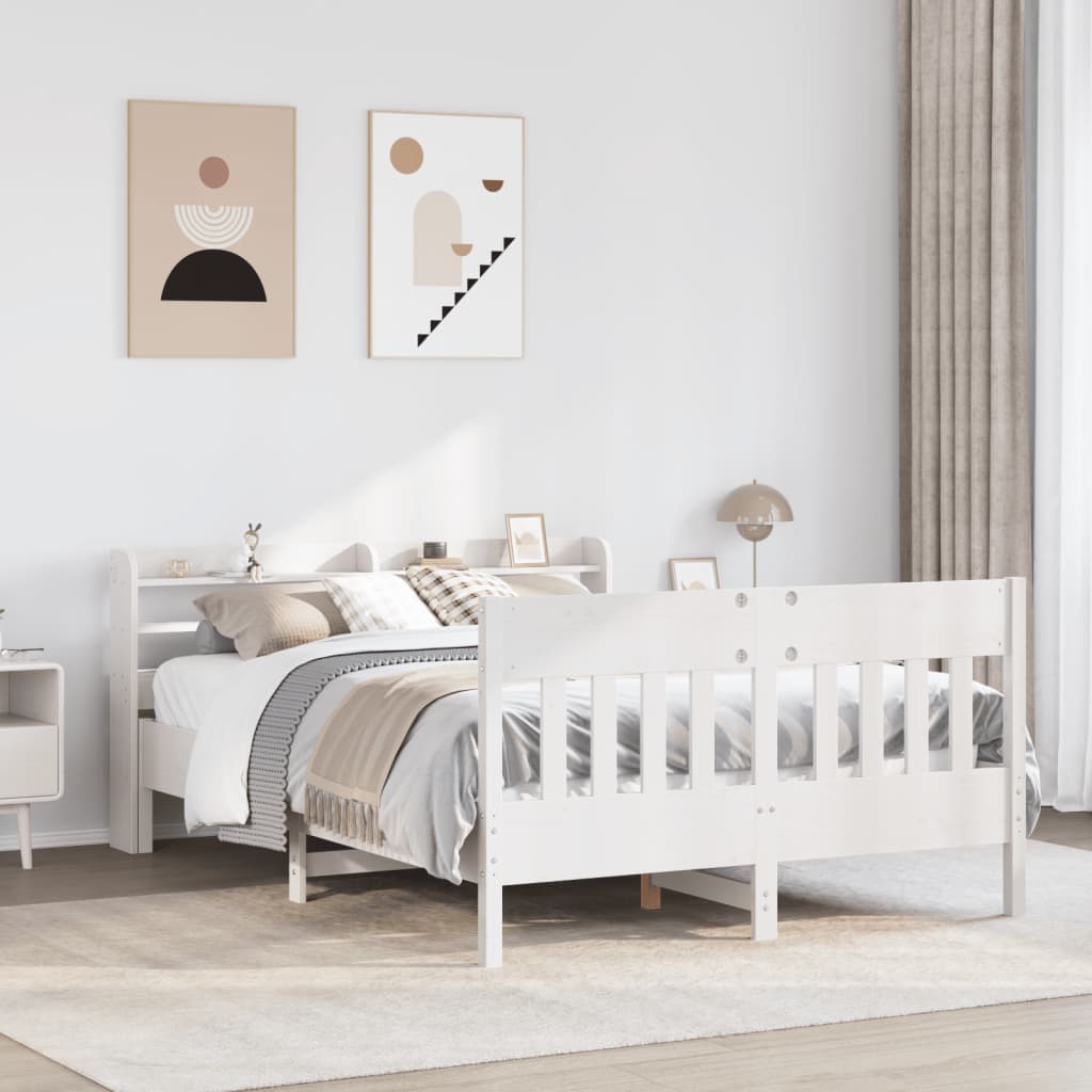 Vetonek Estructura de cama sin colchón madera de pino blanca 140x190 cm