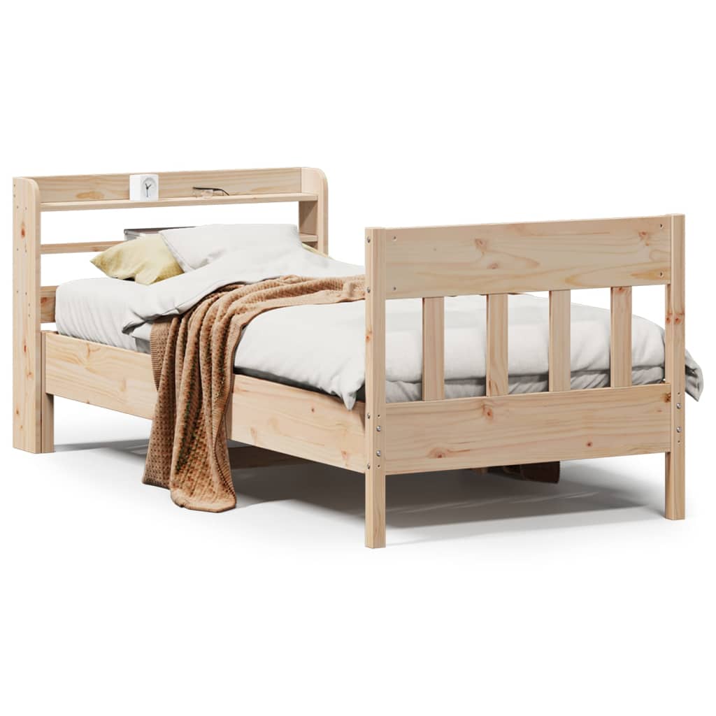 Vetonek Estructura de cama sin colchón madera maciza de pino 90x190 cm