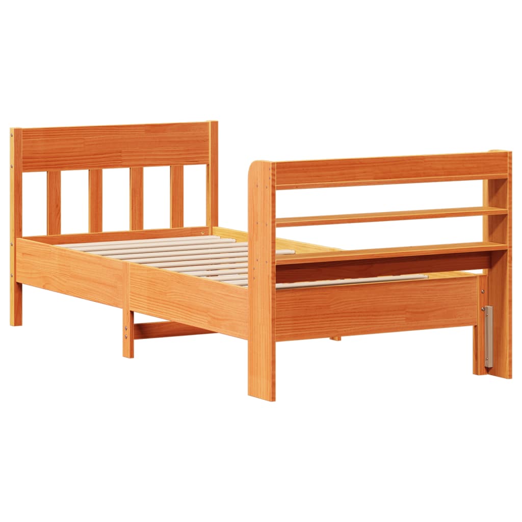 Estructura de cama sin colchón madera maciza marrón 90x190 cm v2842 - Vetonek