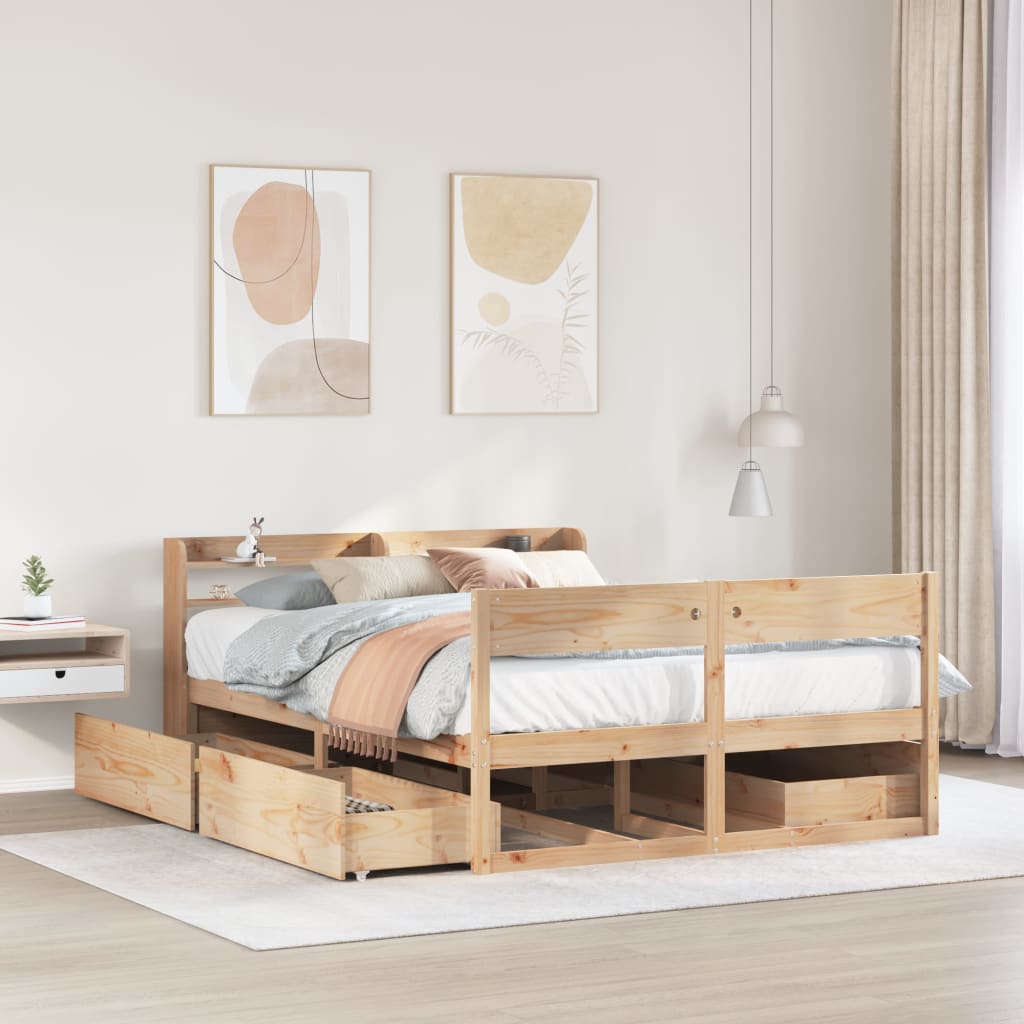 Vetonek Estructura de cama sin colchón madera de pino blanco 150x200 cm